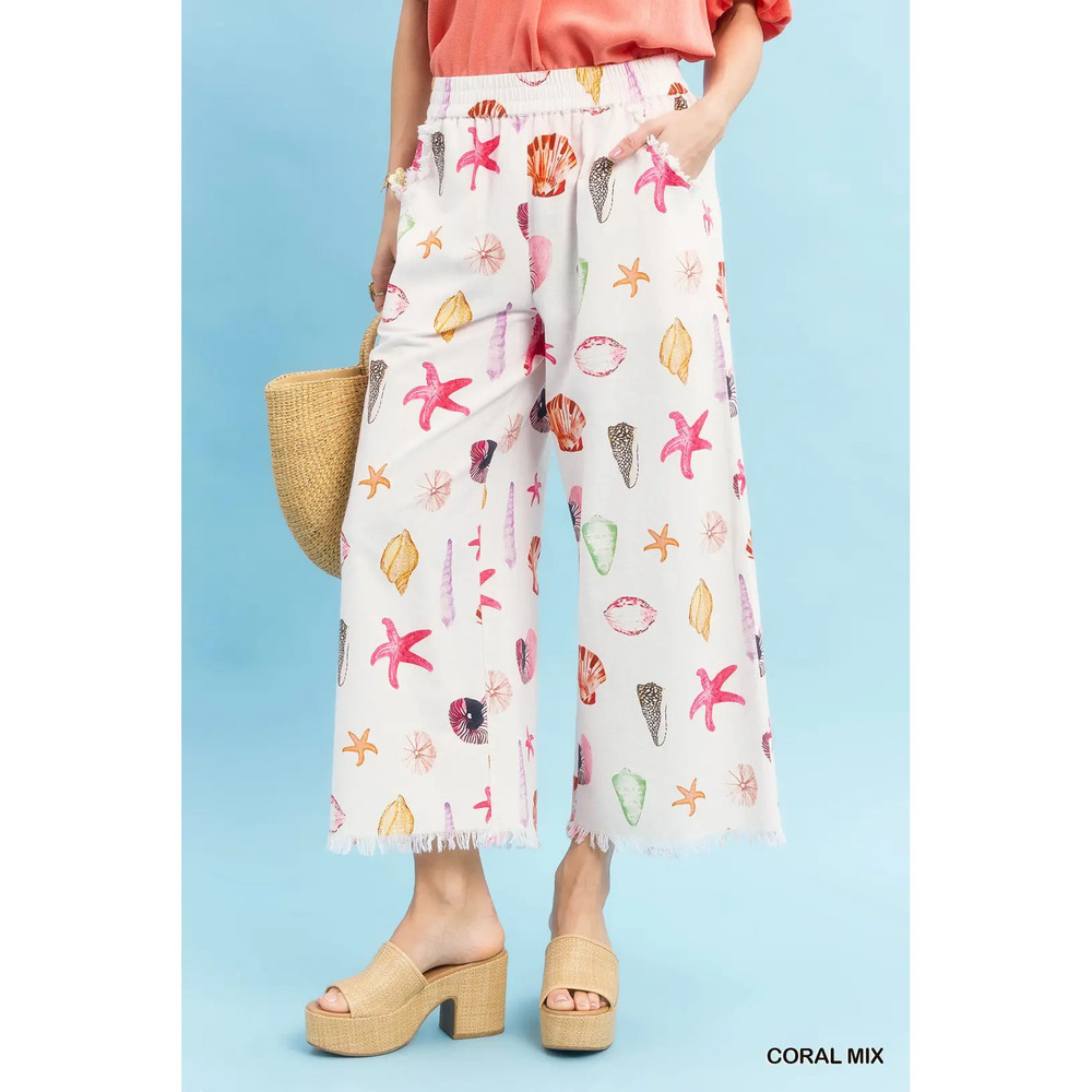 C5757 CM Umgee Mix Seashell & Starfish Wide Leg Pants Various Sizes